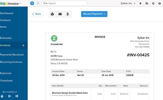 Invoice Maker Zoho